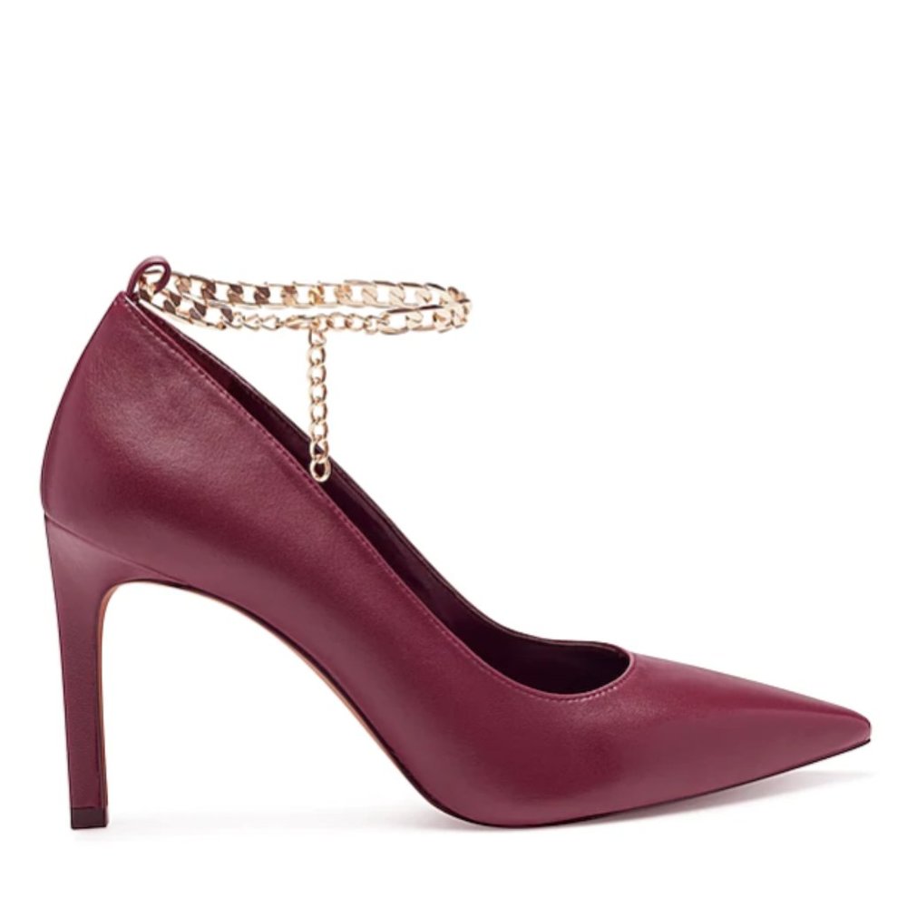 NEW Vince Camuto Women Peddya Elderberry Pointy Heel Anklet Chain Dress Pump - Picture 2 of 7